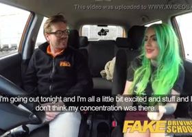 Fake driving school wild fuck ride for tattooed busty big ass beauty