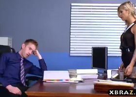 Milf boss inspires her office employees by fucking them