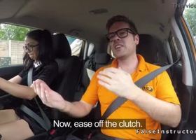 Fake driving instructor bangs brunette