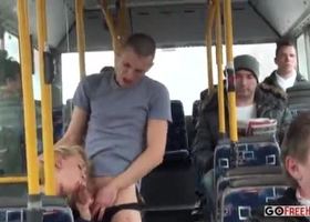 Lindsey olsen ass fucked on the public bus; amateur, blonde, blowjob, bus sex, cumshot, natural tit